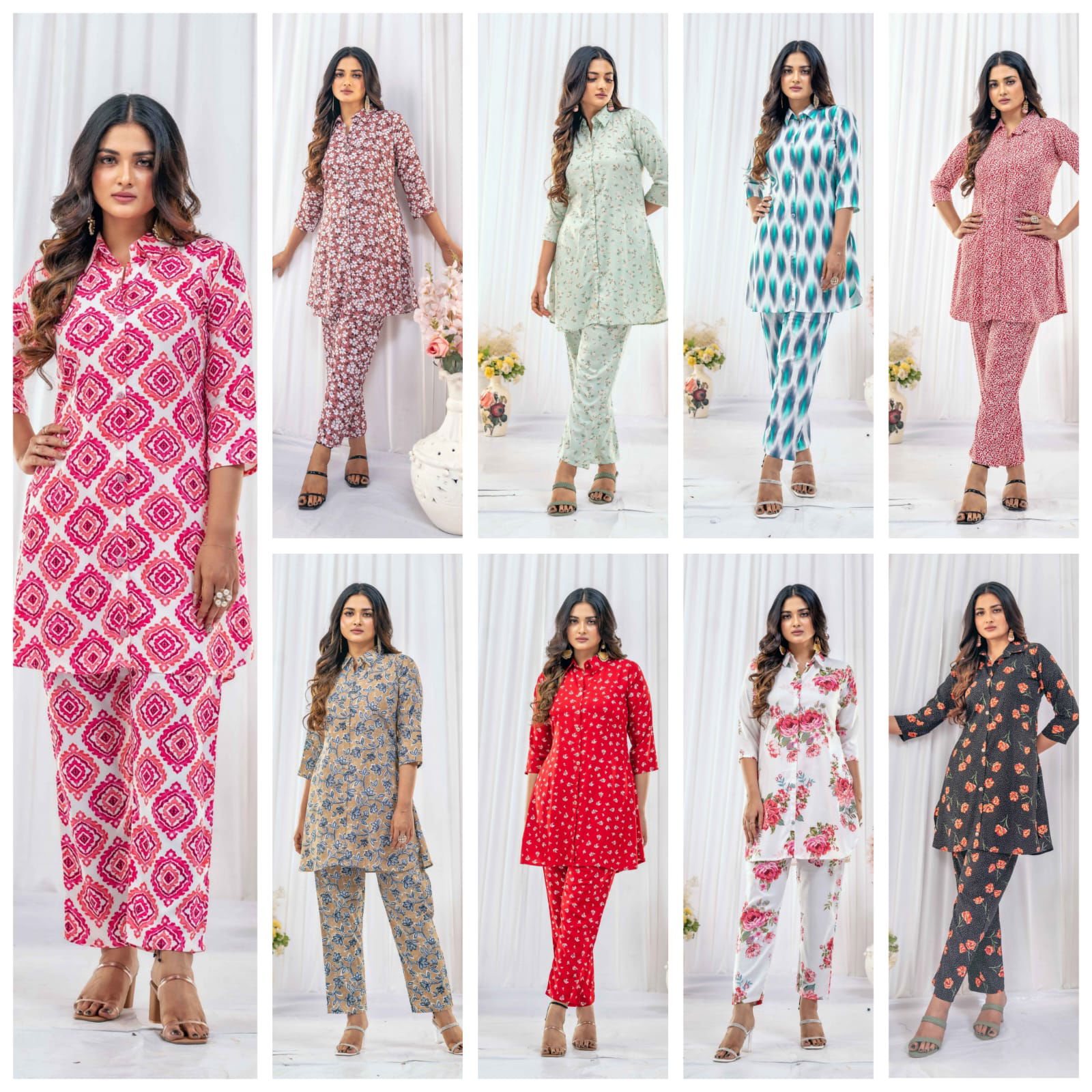 Kushal Zara Rayon Printed Top With Bottom Cord Set Wholesale Online